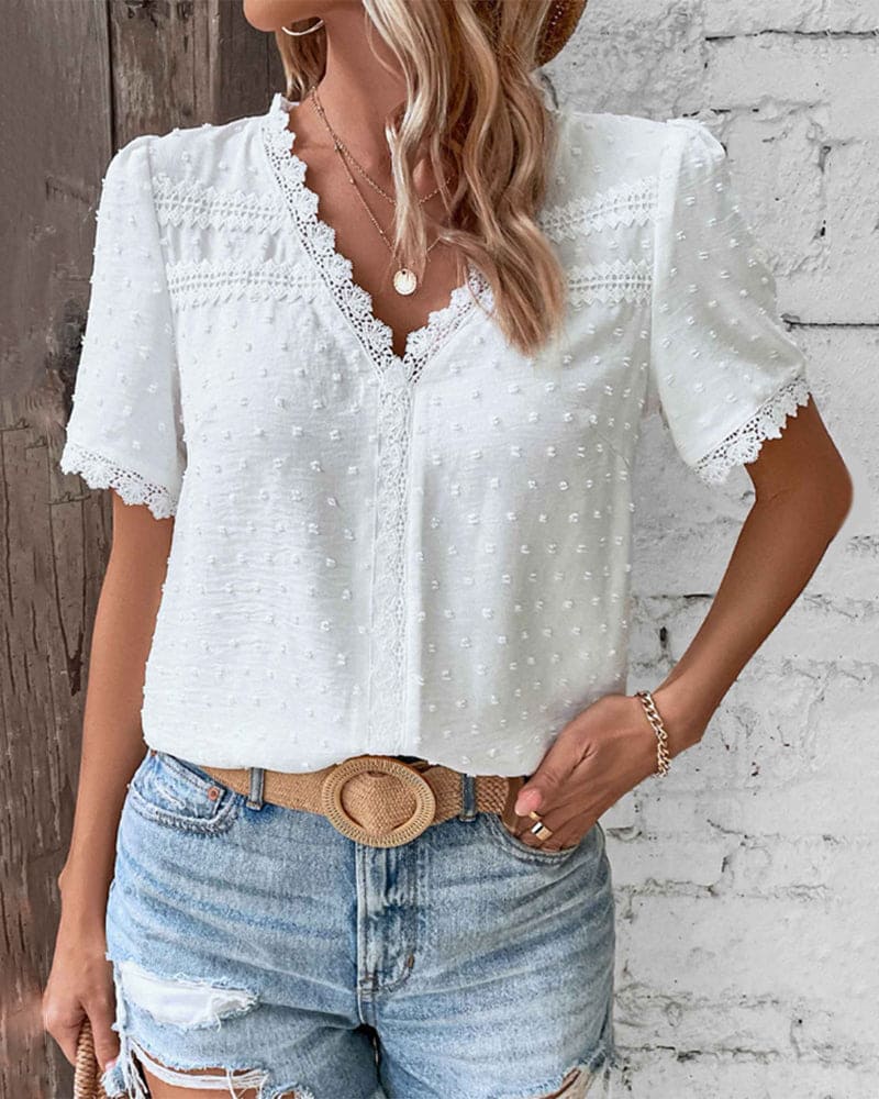 V-Neck Casual Blouse for Women