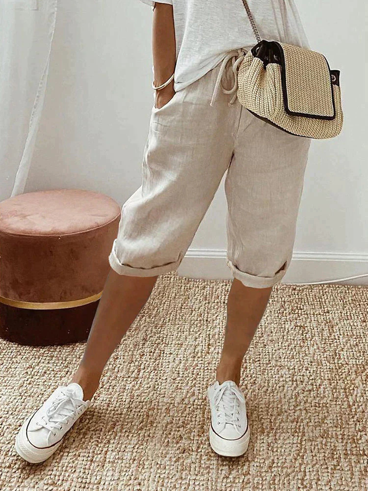 Women's Drawstring Bermuda Shorts with Relaxed Comfort