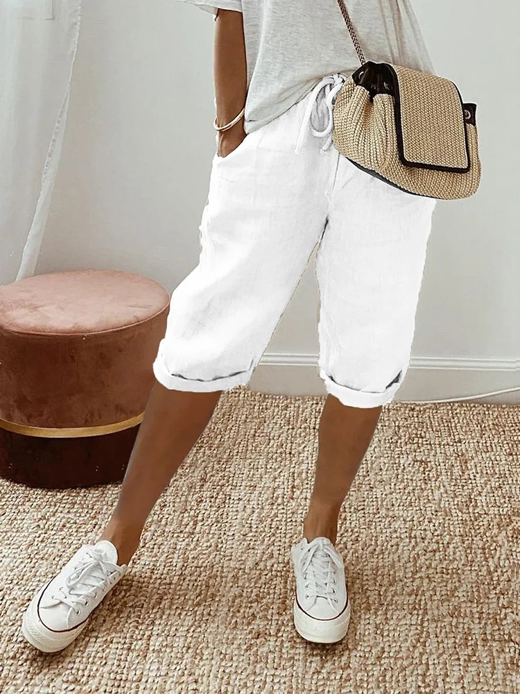 Women's Drawstring Bermuda Shorts with Relaxed Comfort