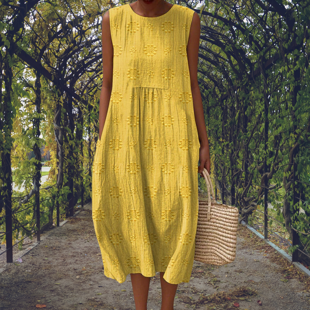 Women's Sleeveless Midi Dress with Relaxed Comfortable Fit