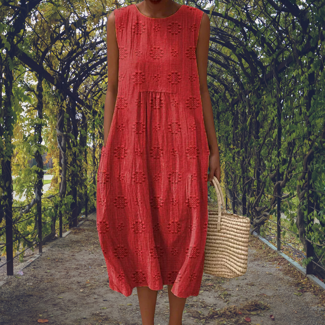 Women's Sleeveless Midi Dress with Relaxed Comfortable Fit