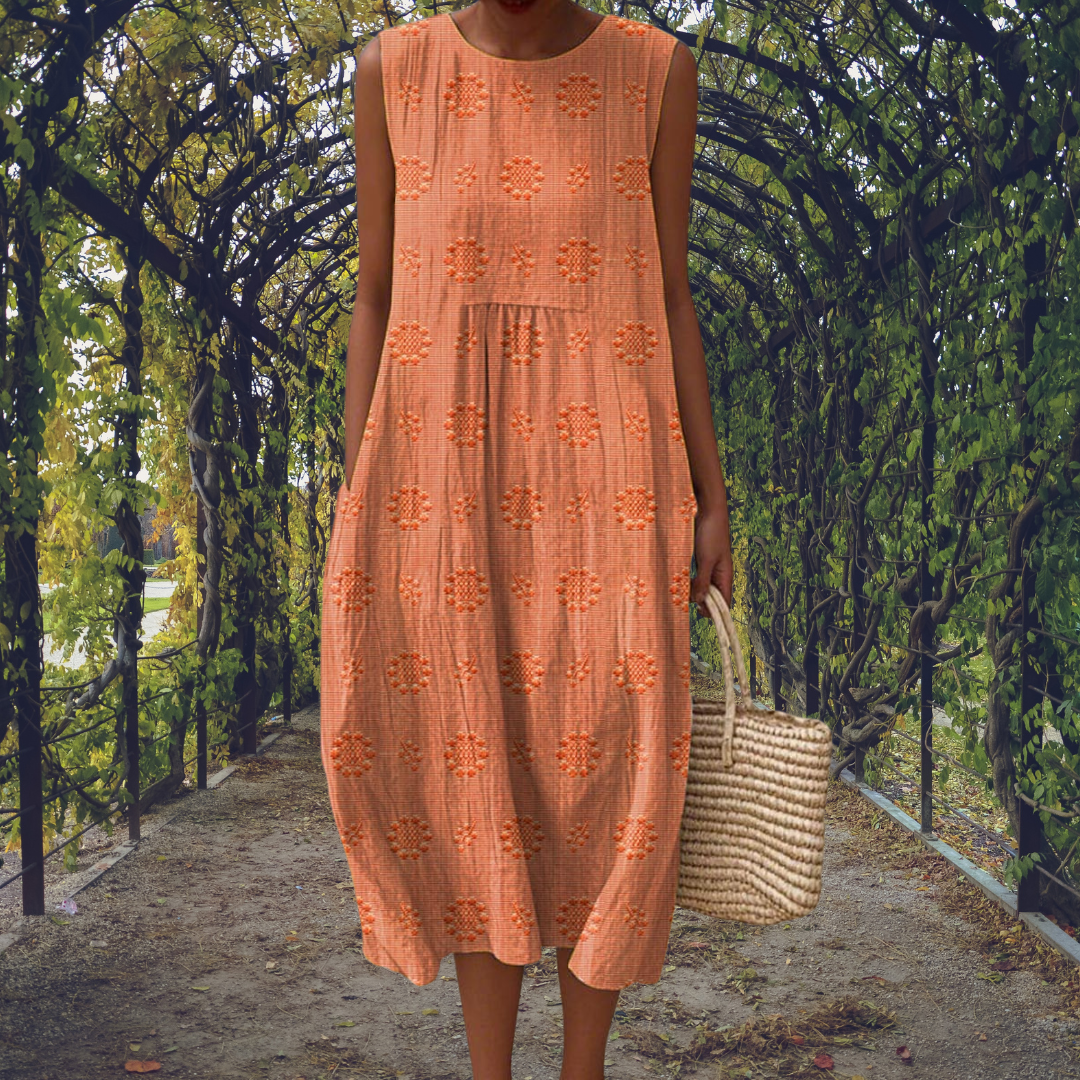 Women's Sleeveless Midi Dress with Relaxed Comfortable Fit