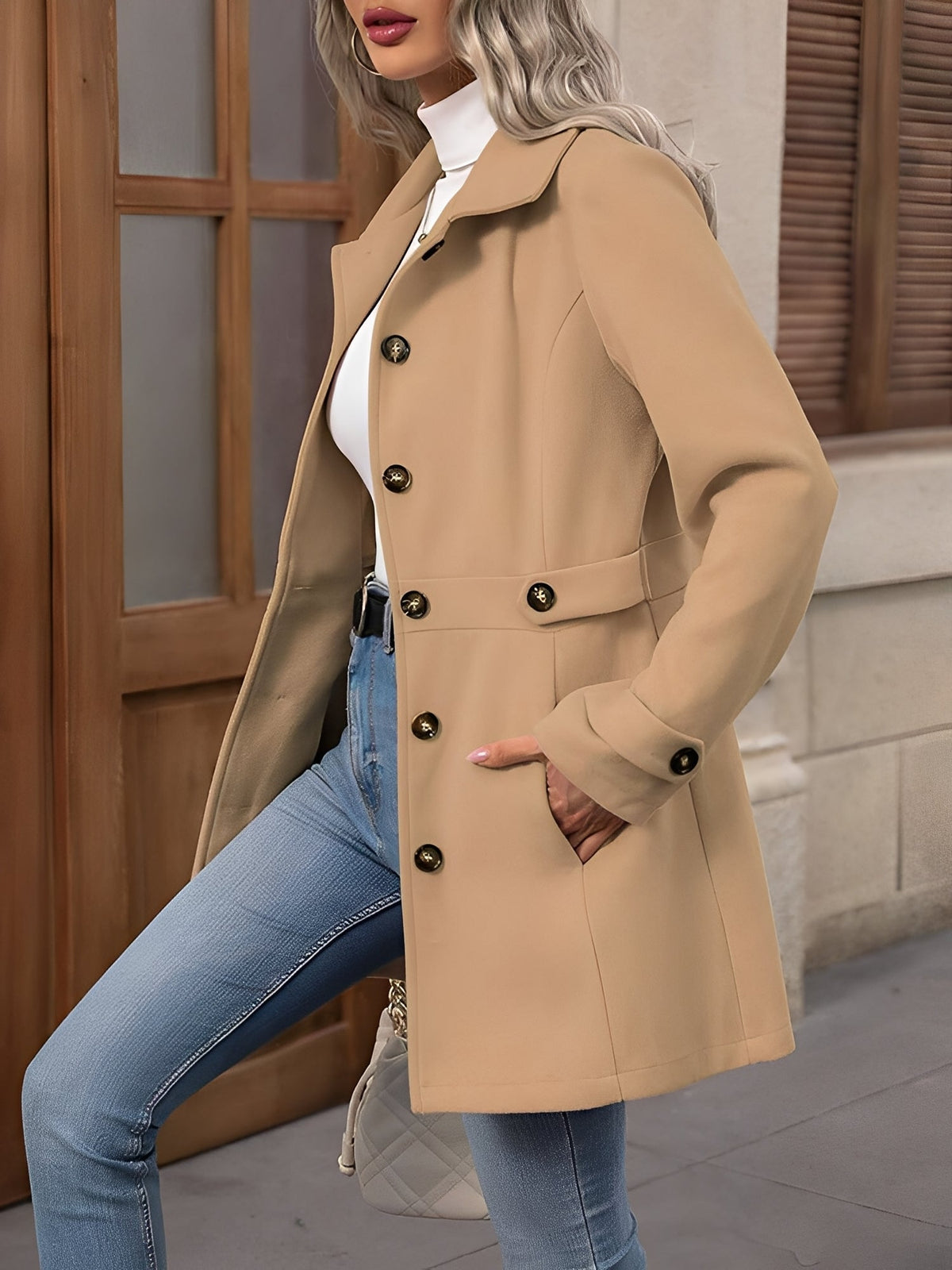 Women's Trench Coat with Waist Belt