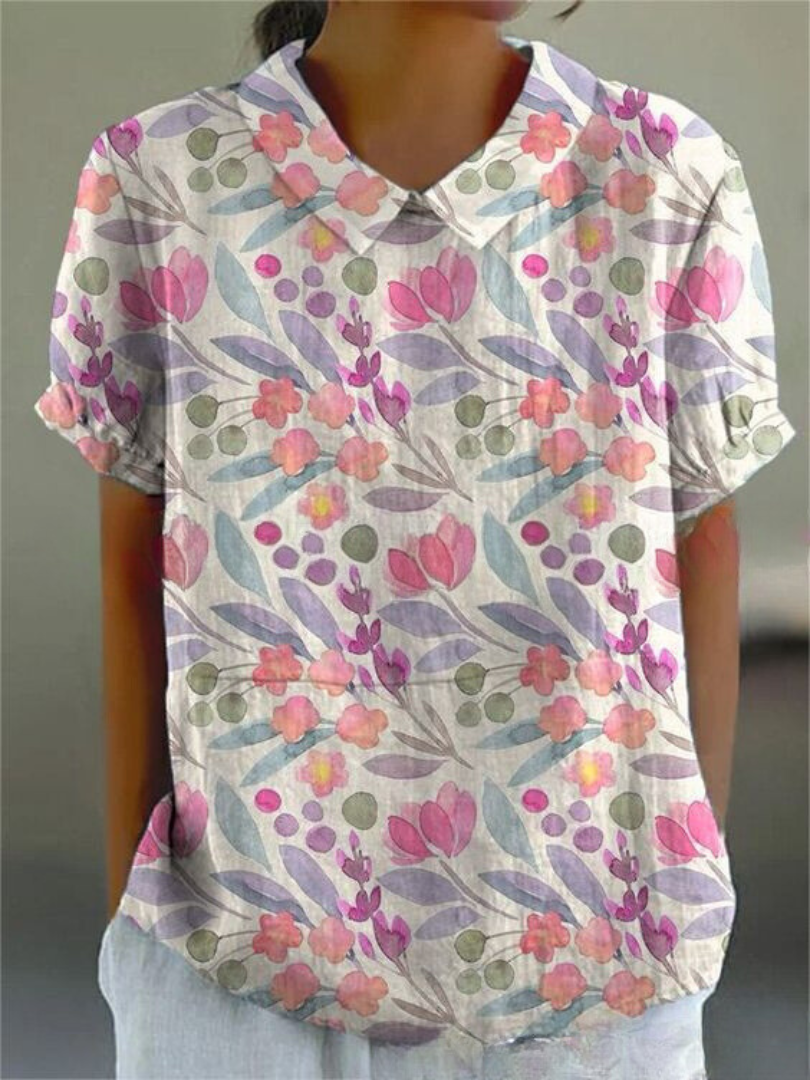 Women’s Relaxed Fit Floral Print Short Sleeve Blouse