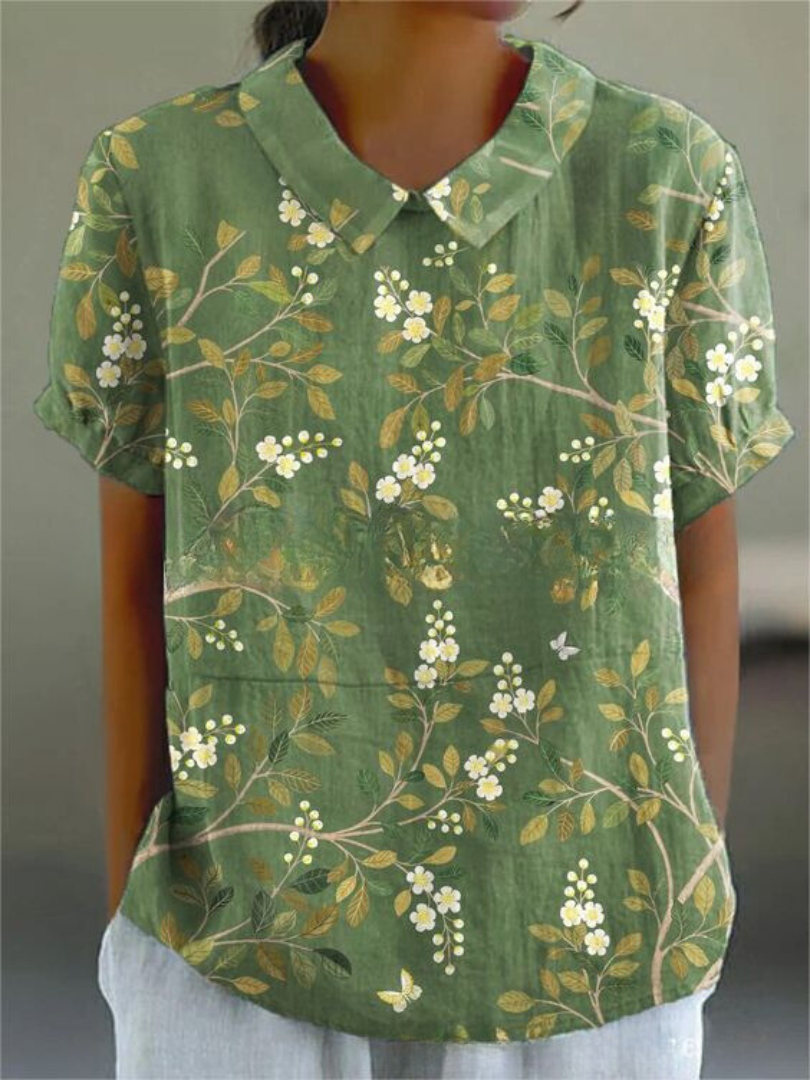 Women’s Relaxed Fit Floral Print Short Sleeve Blouse