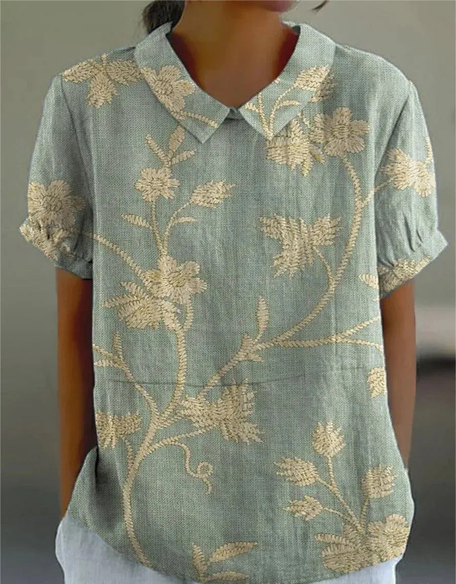 Women’s Relaxed Fit Floral Print Short Sleeve Blouse