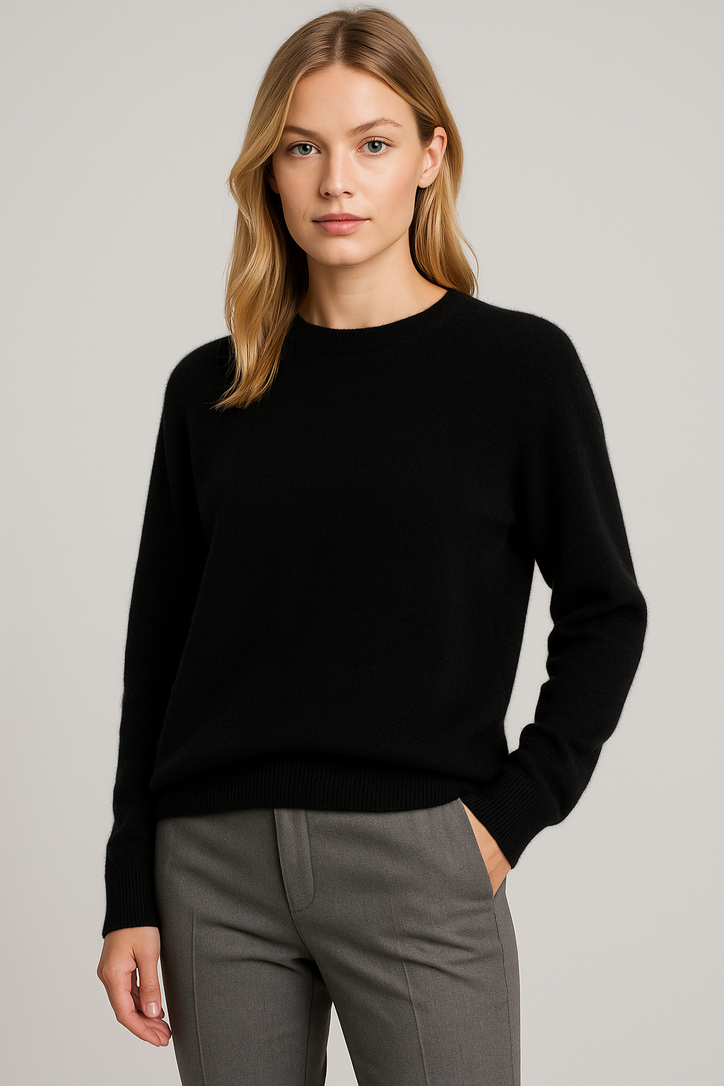 Women’s Classic Crew Neck Long-Sleeve Knit Sweater