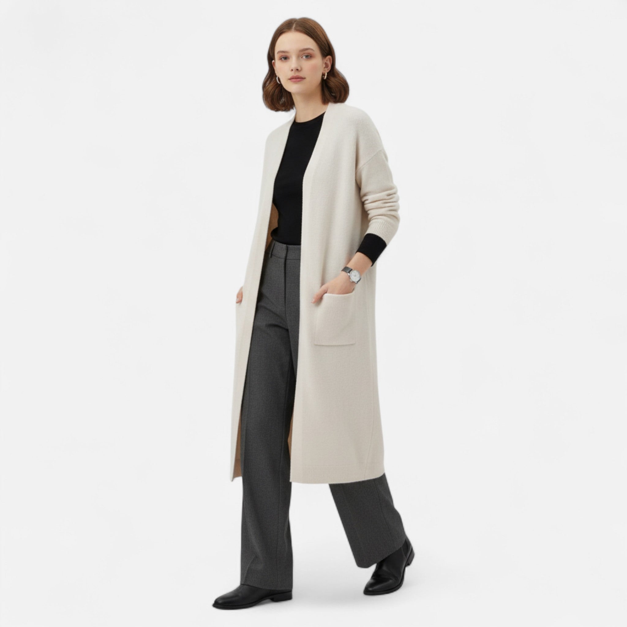 Women’s Longline Relaxed Fit Open Front Cardigan