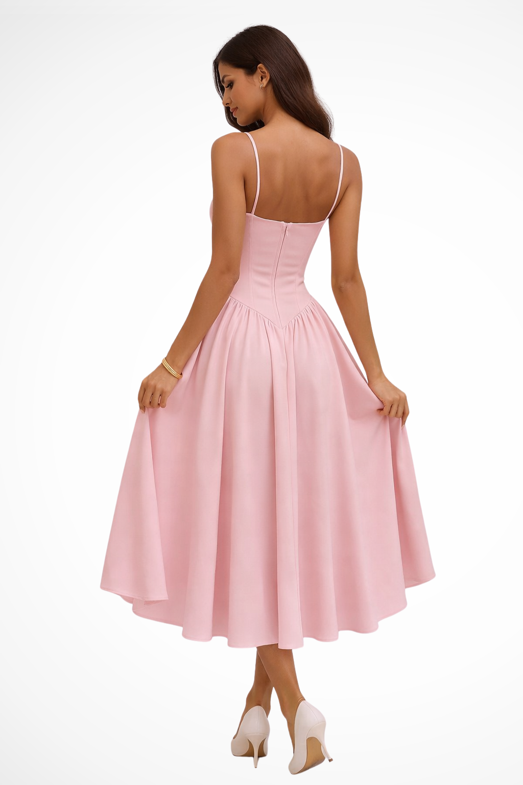Romantic Sweetheart Neck Midi Dress for Women