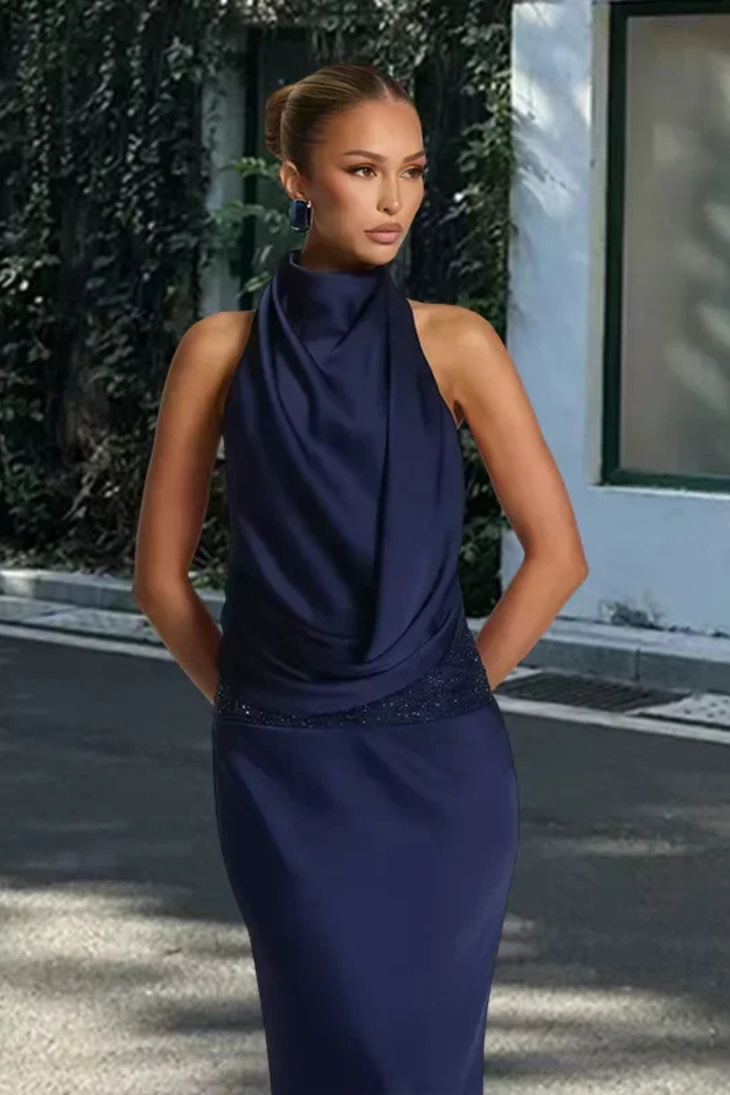 Women’s Sleeveless Open Back Bodycon Formal Maxi Gown