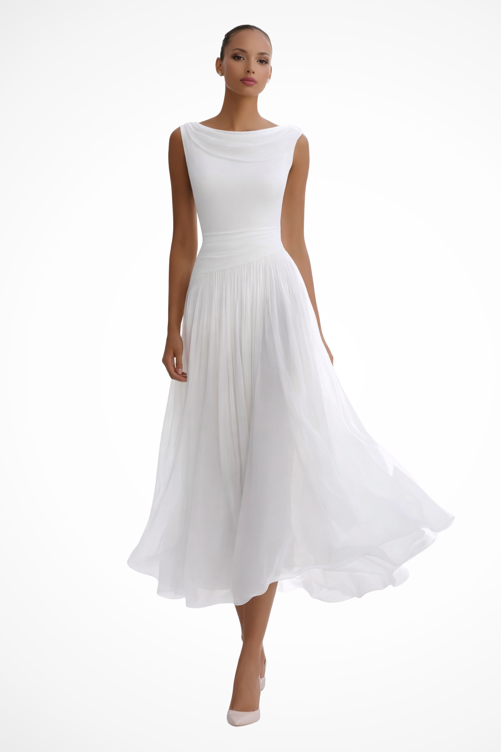 Elegant Sleeveless Flowing Midi Dress for Women