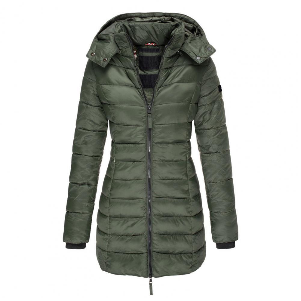 Women's Longline Hooded Quilted Puffer Winter Jacket