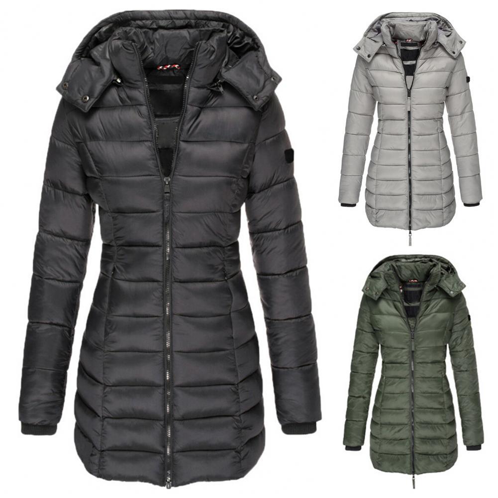Women's Longline Hooded Quilted Puffer Winter Jacket