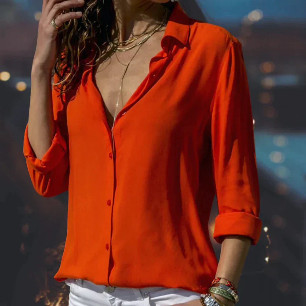 Elegant Casual Button-Up Blouse for Women