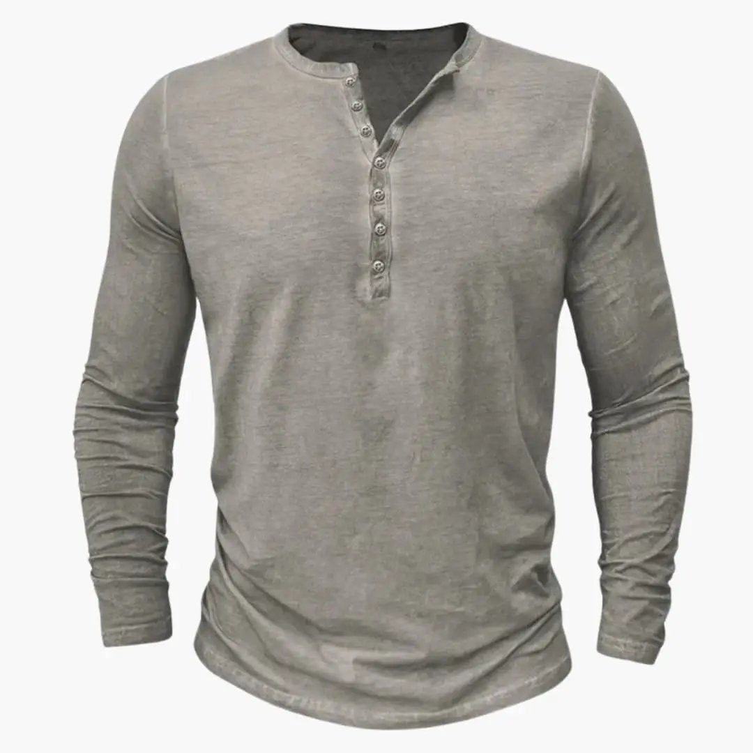 Classic Long Sleeve Henley Shirt for Men