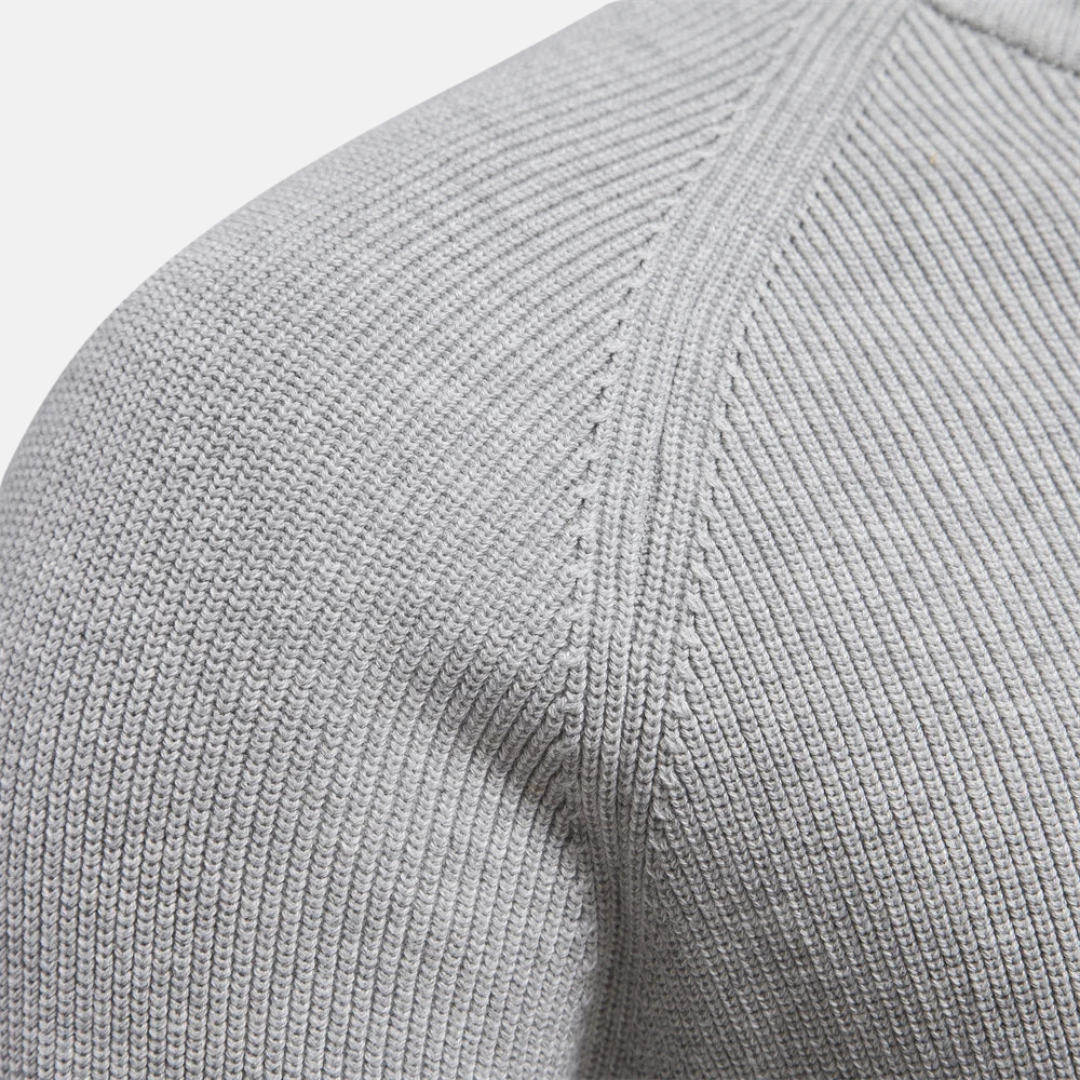 Men's Half-Zip Sweater with Ribbed Sleeves