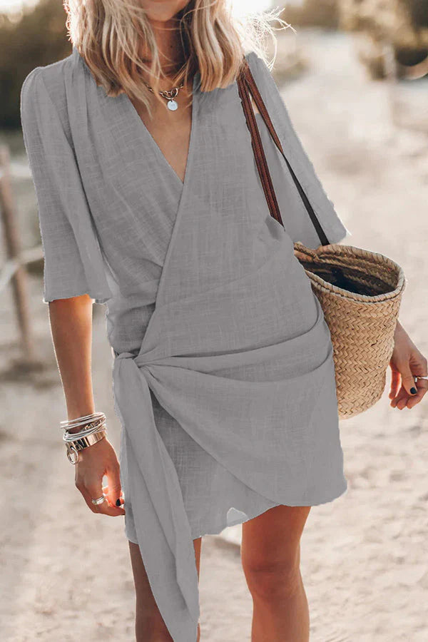 Wrap Style V-Neck Mini Dress for Women