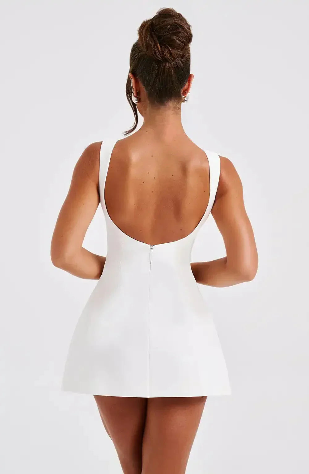 Women's Structured Boat Neck Flare Mini Dress