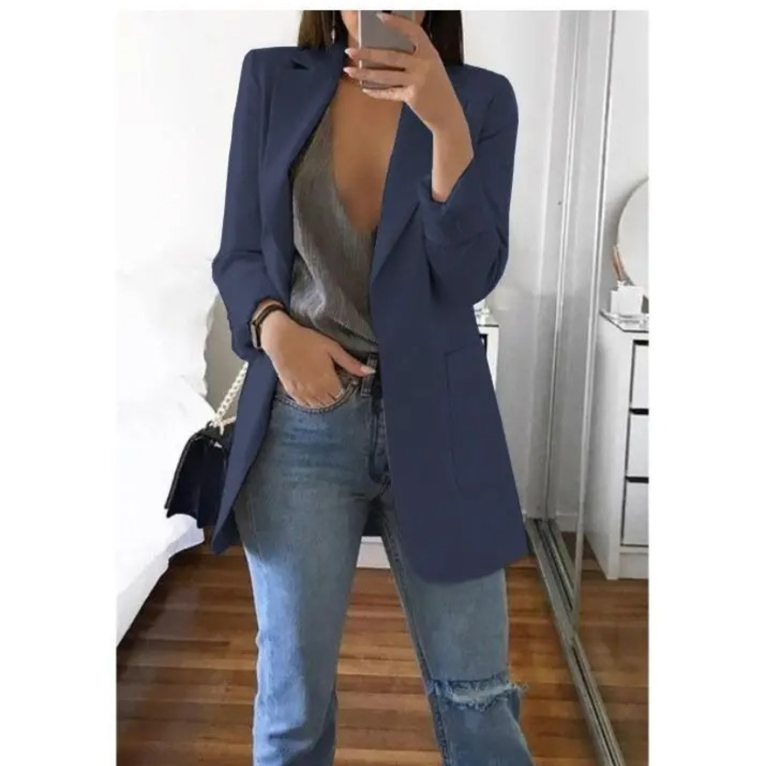 Women's Tailored Longline Open Front Blazer