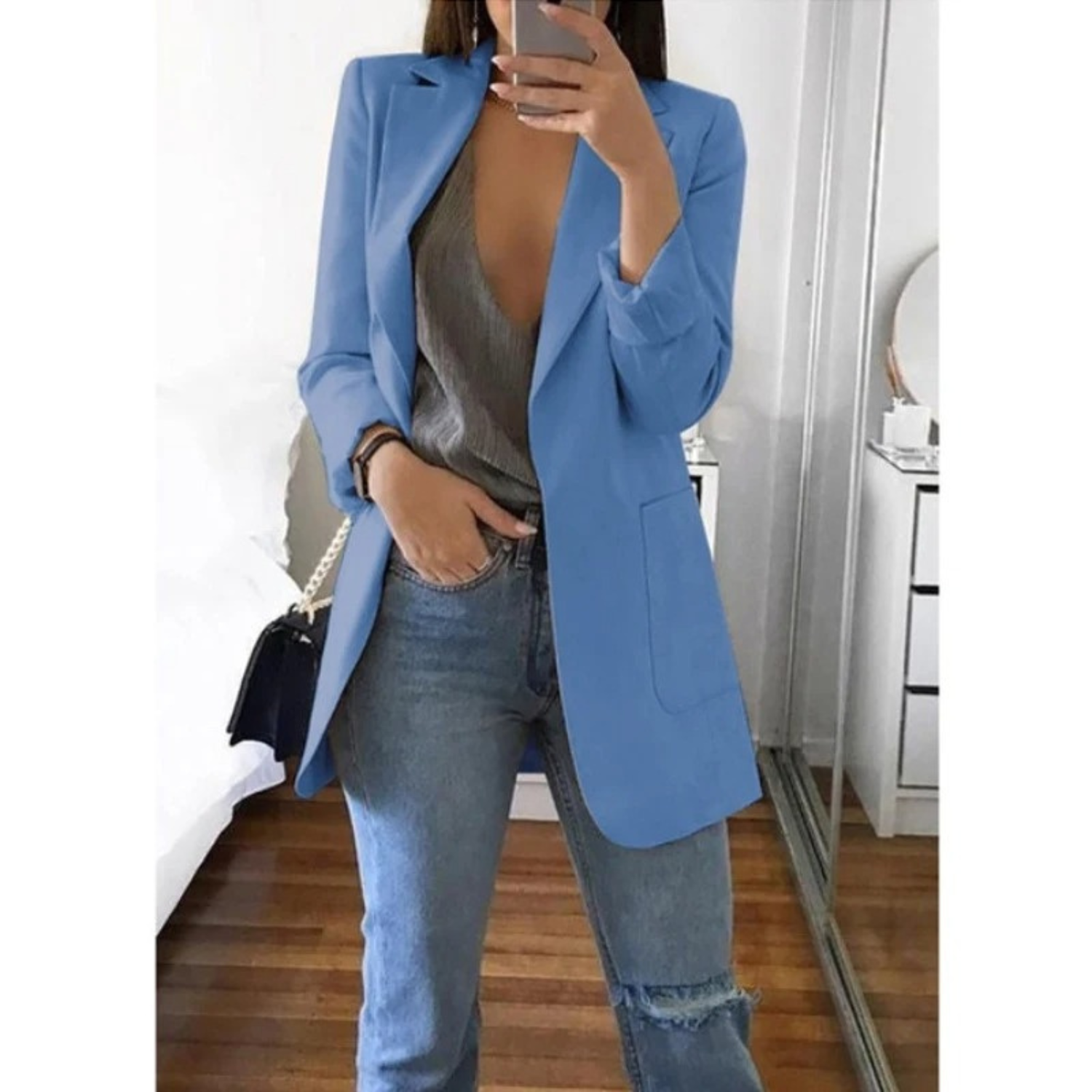 Women's Tailored Longline Open Front Blazer