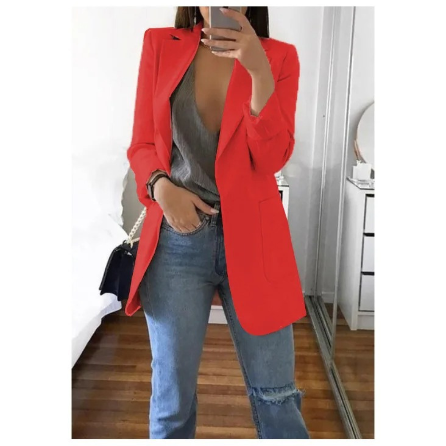 Women's Tailored Longline Open Front Blazer