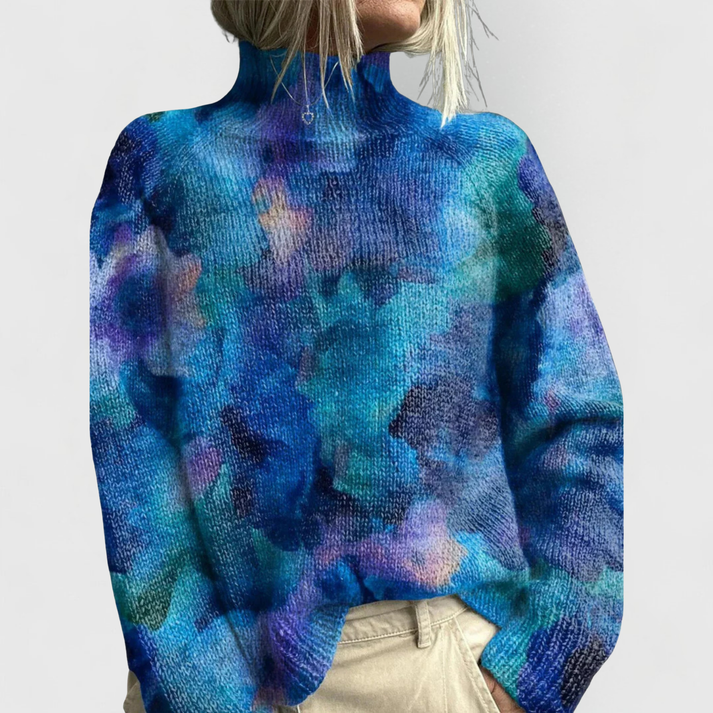 Women's Vintage Print Turtleneck Sweater