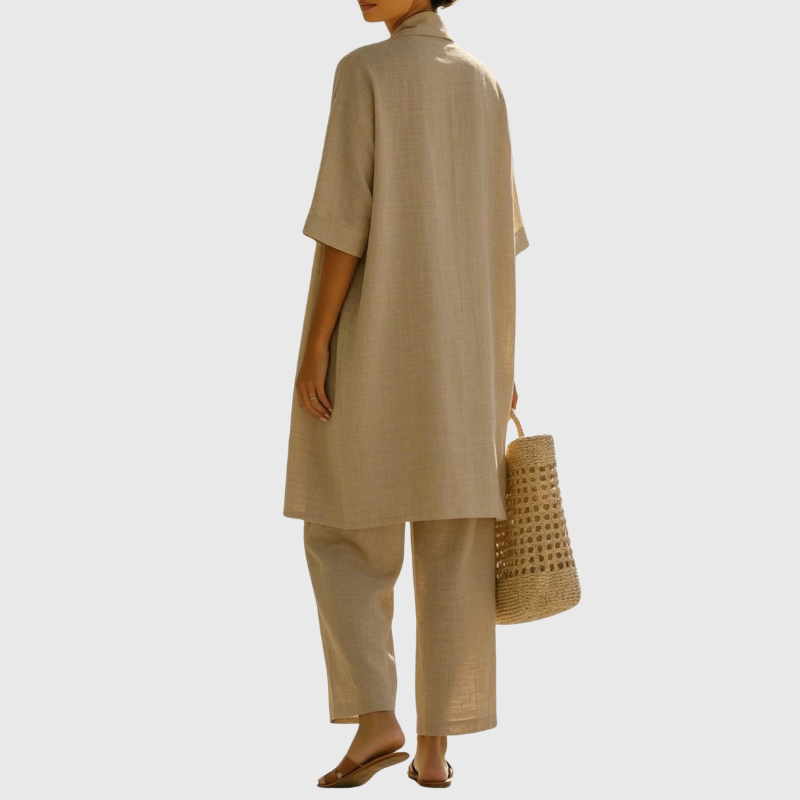 Women’s Three-Piece Relaxed Lounge Set with Open-Front Cardigan