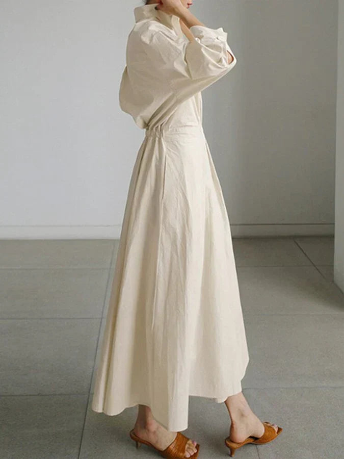 Stylish Pleated Shirt Dress