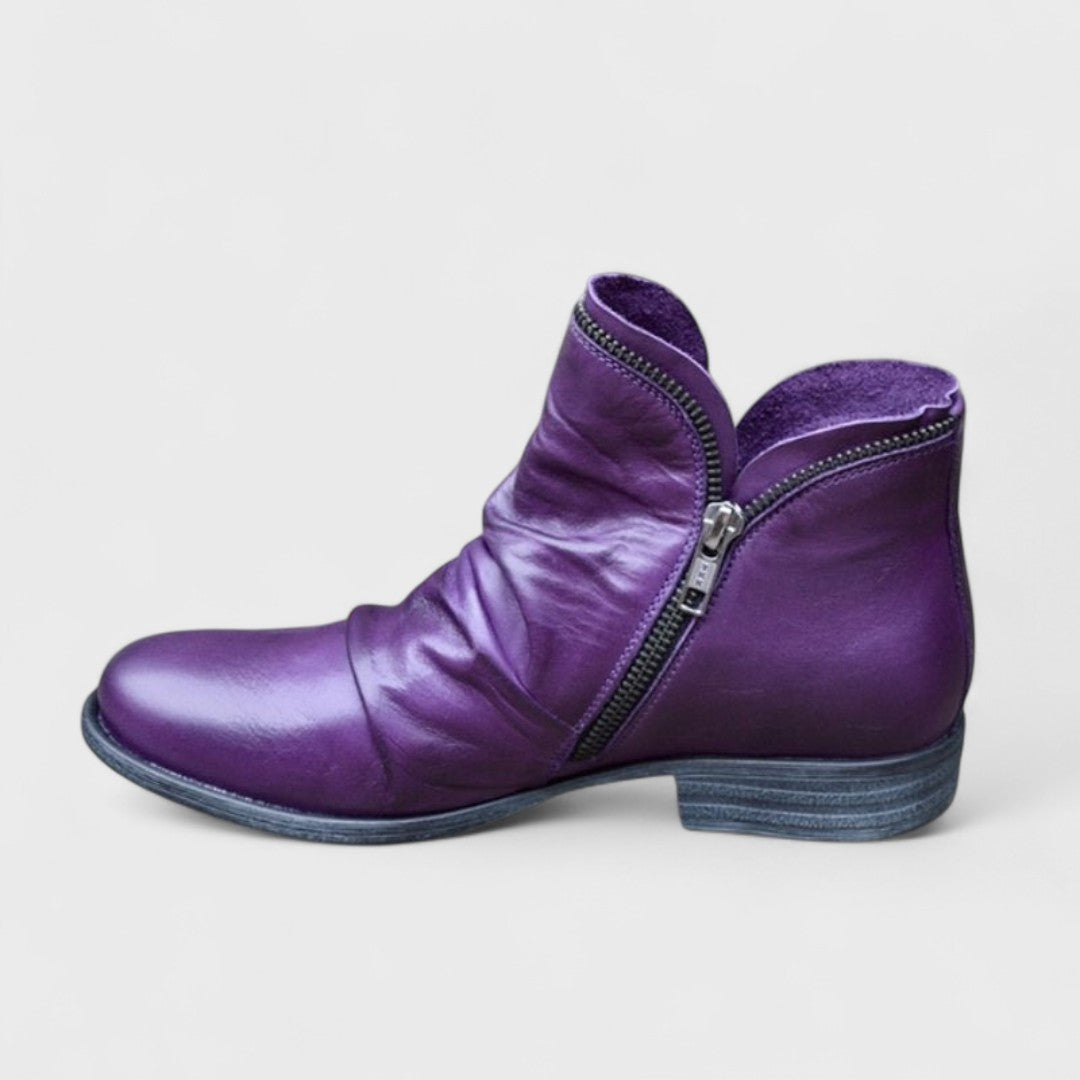 Women’s Stylish Side-Zip Low Heel Ankle Boots