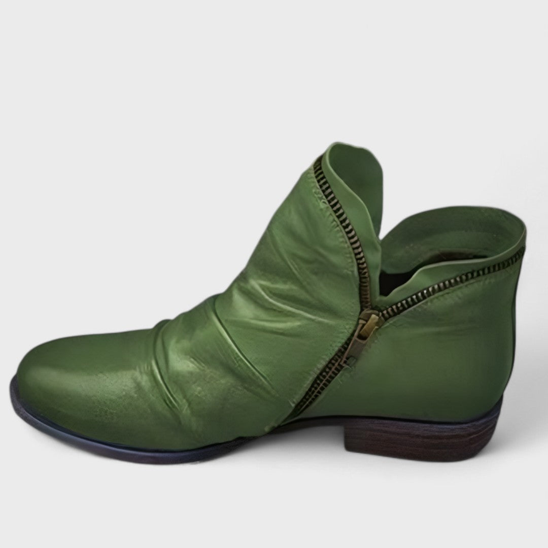 Women’s Stylish Side-Zip Low Heel Ankle Boots