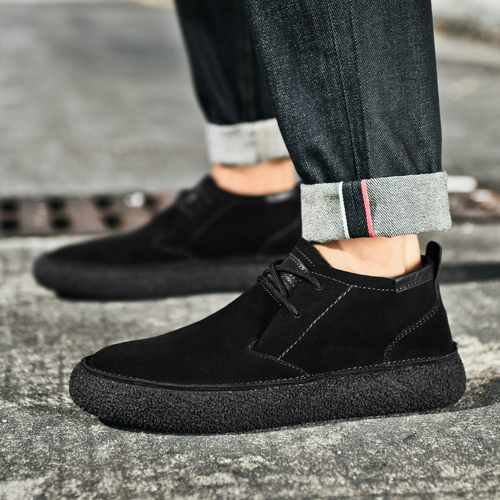 Stylish Men's Mid-Top Loafers with Comfortable Textured Sole