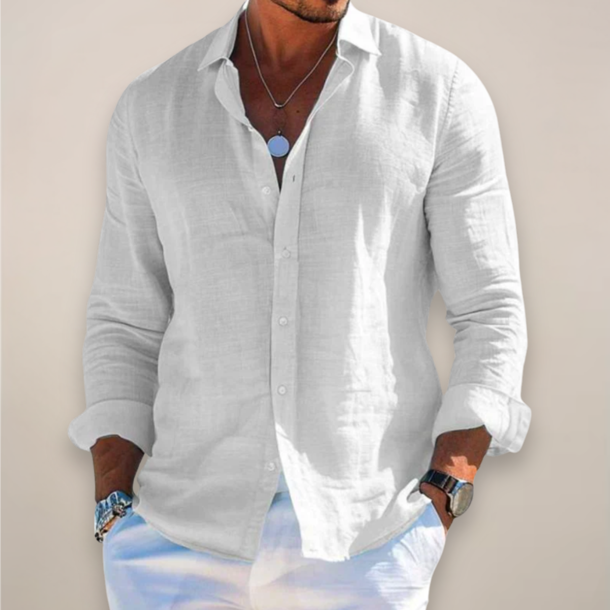 Men's Relaxed Button-Front Casual Shirt