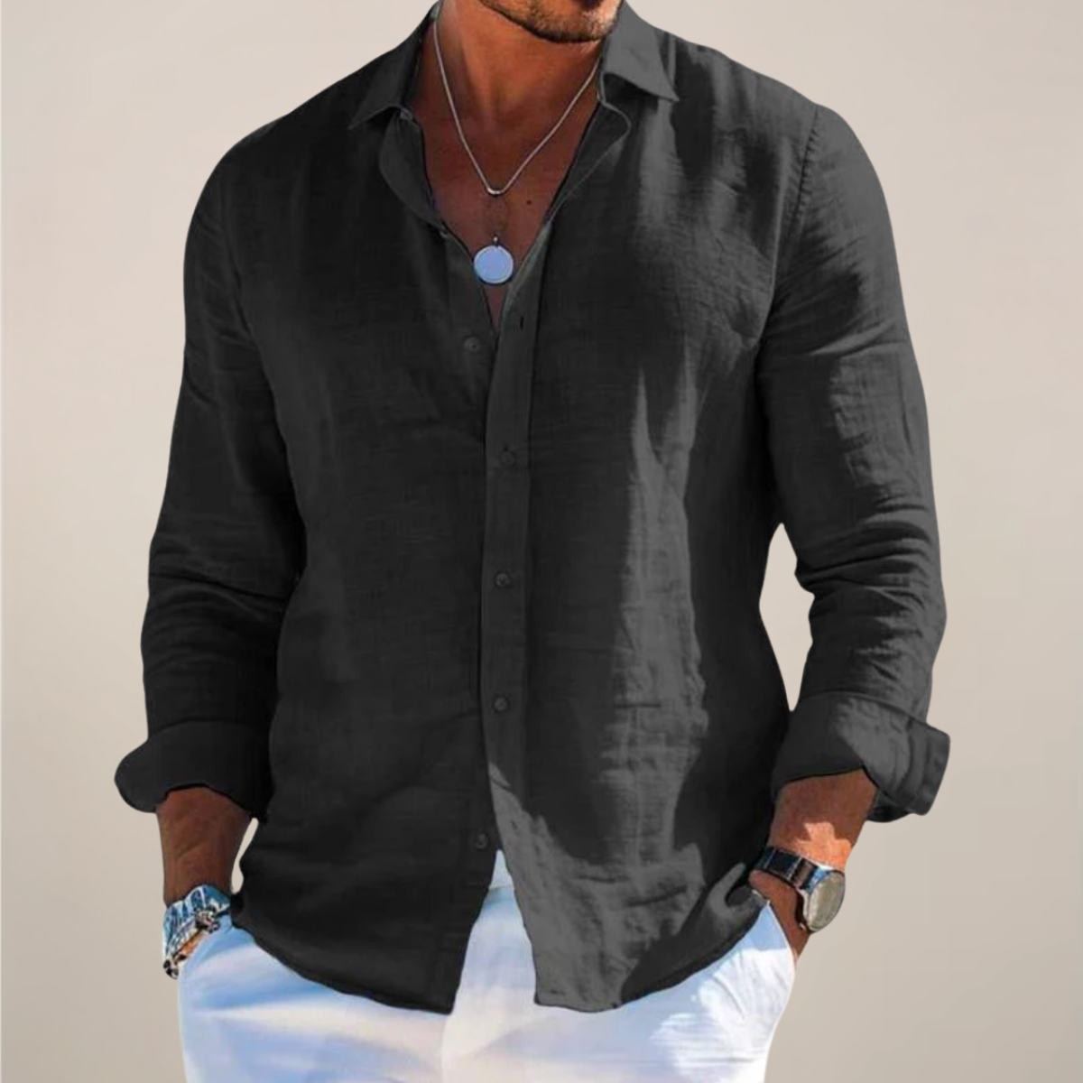 Men's Relaxed Button-Front Casual Shirt