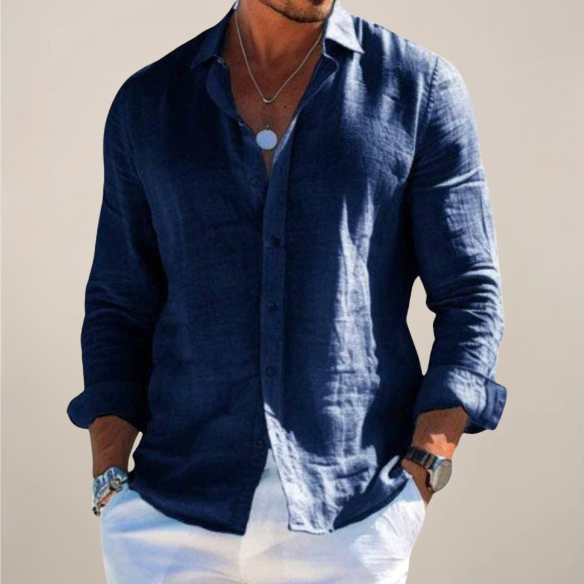 Men's Relaxed Button-Front Casual Shirt