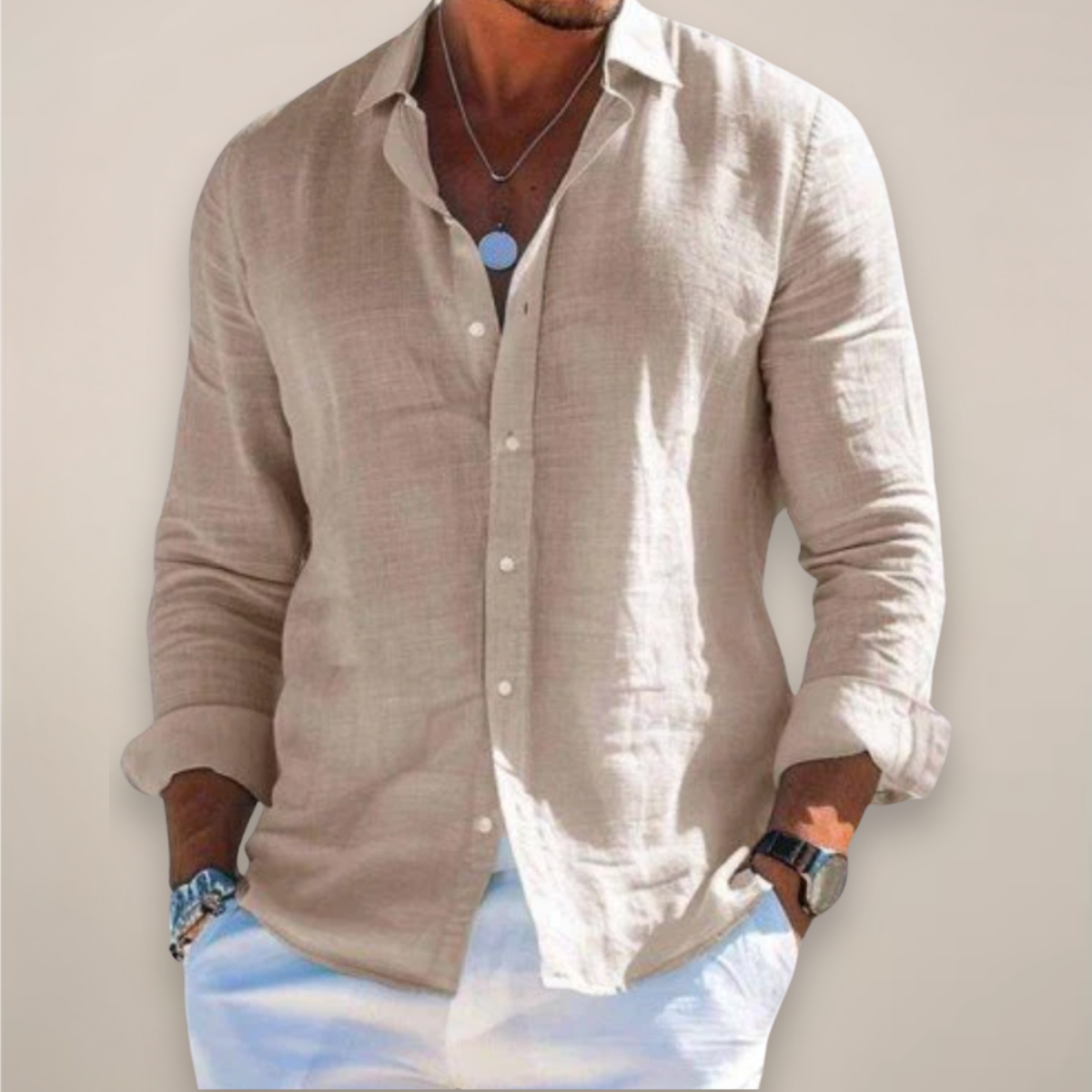 Men's Relaxed Button-Front Casual Shirt