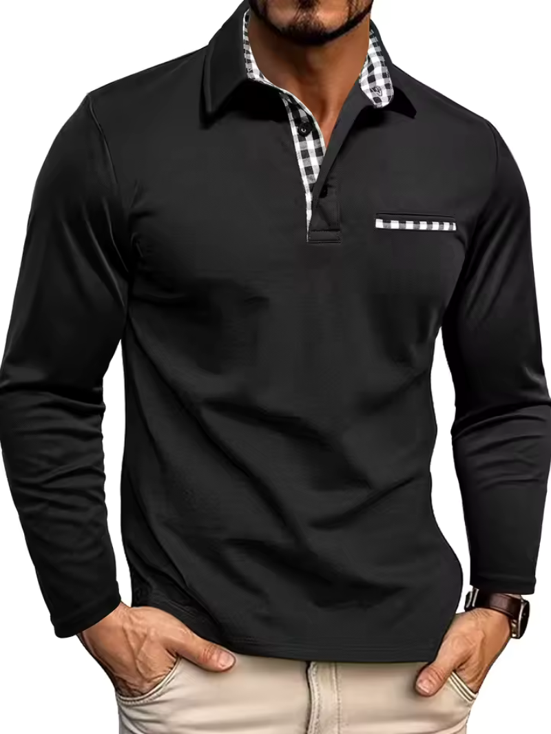Men's Long Sleeve Collared Polo Shirt