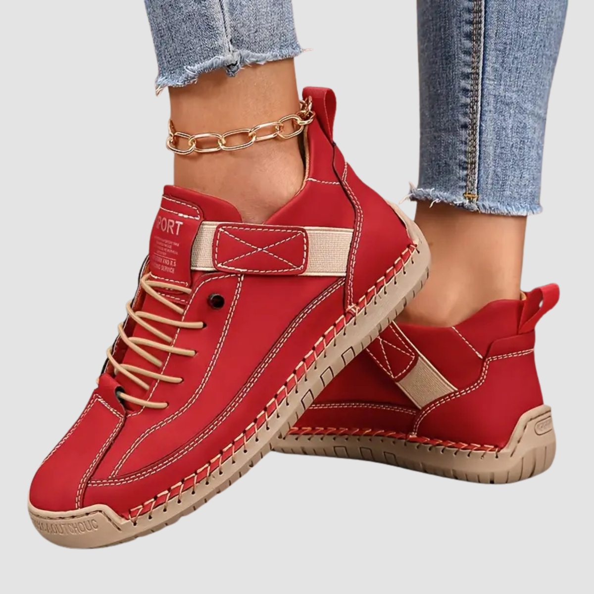 Women's Lace-Up Leather Walking Sneakers