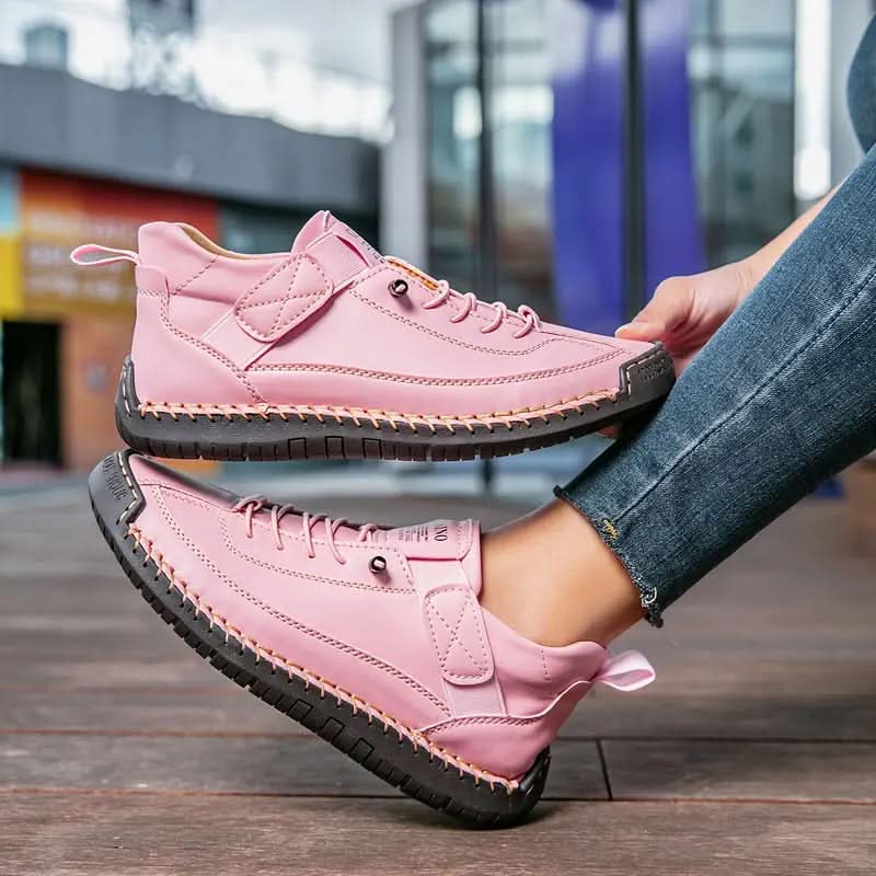 Women's Lace-Up Leather Walking Sneakers