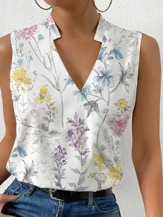 Women’s Elegant Sleeveless Wrap V Neck Blouse