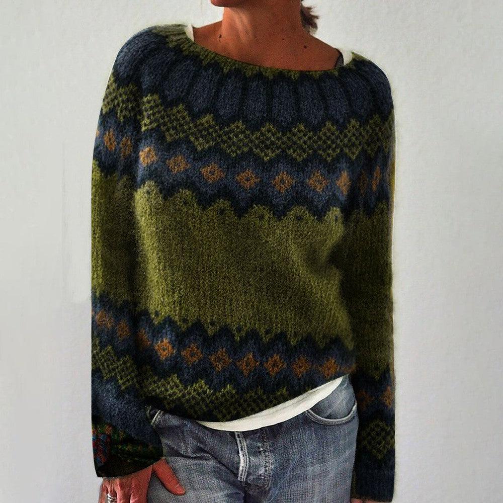 Women's Vintage Geometric Knit Sweater