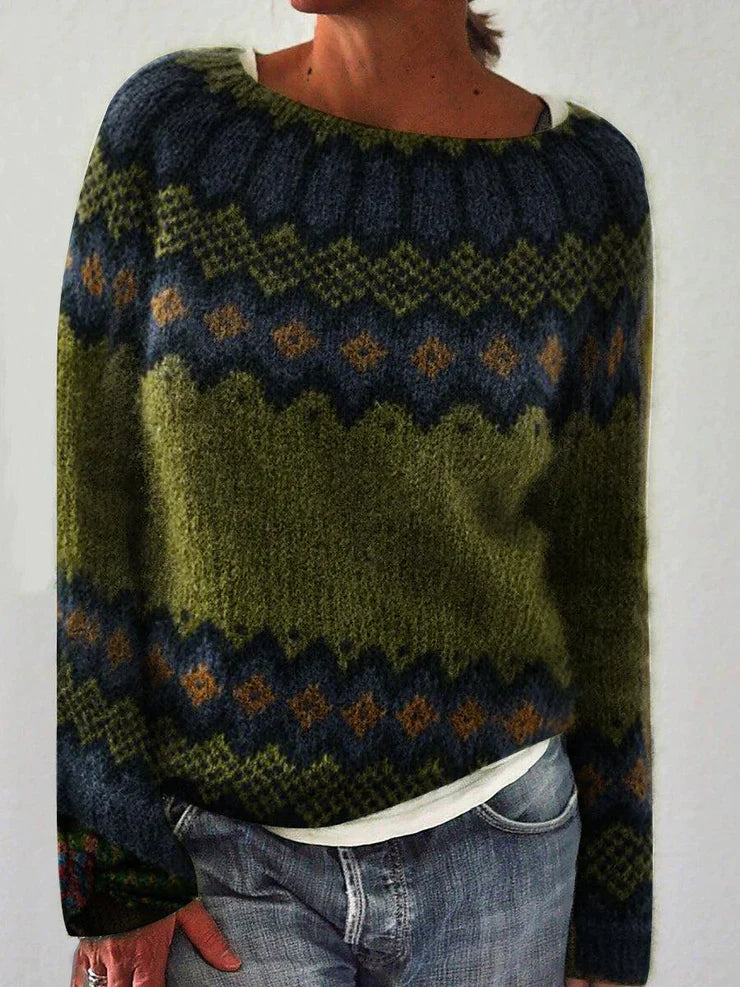Women's Vintage Geometric Knit Sweater