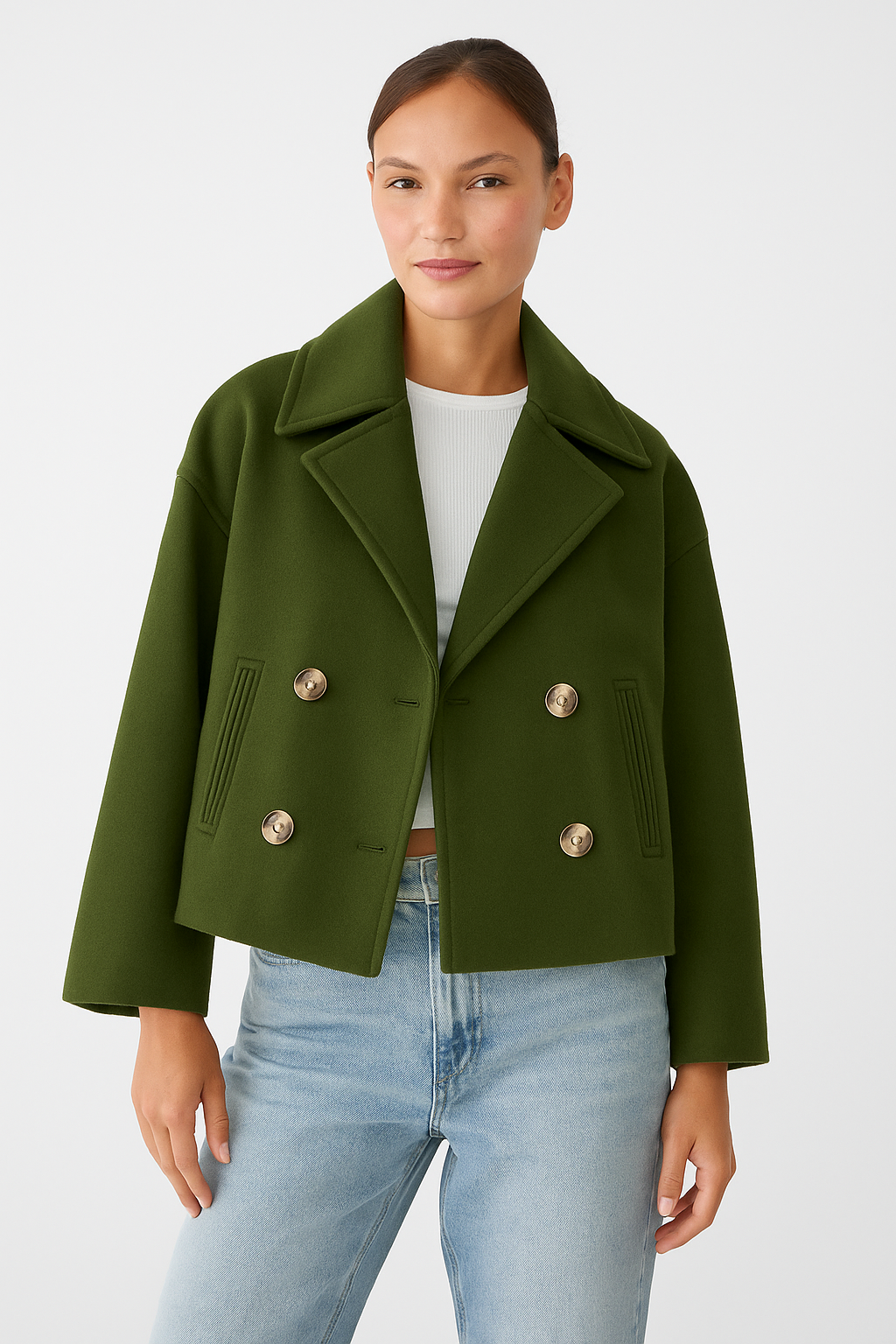 Women's Double-Breasted Cropped Tailored Blazer