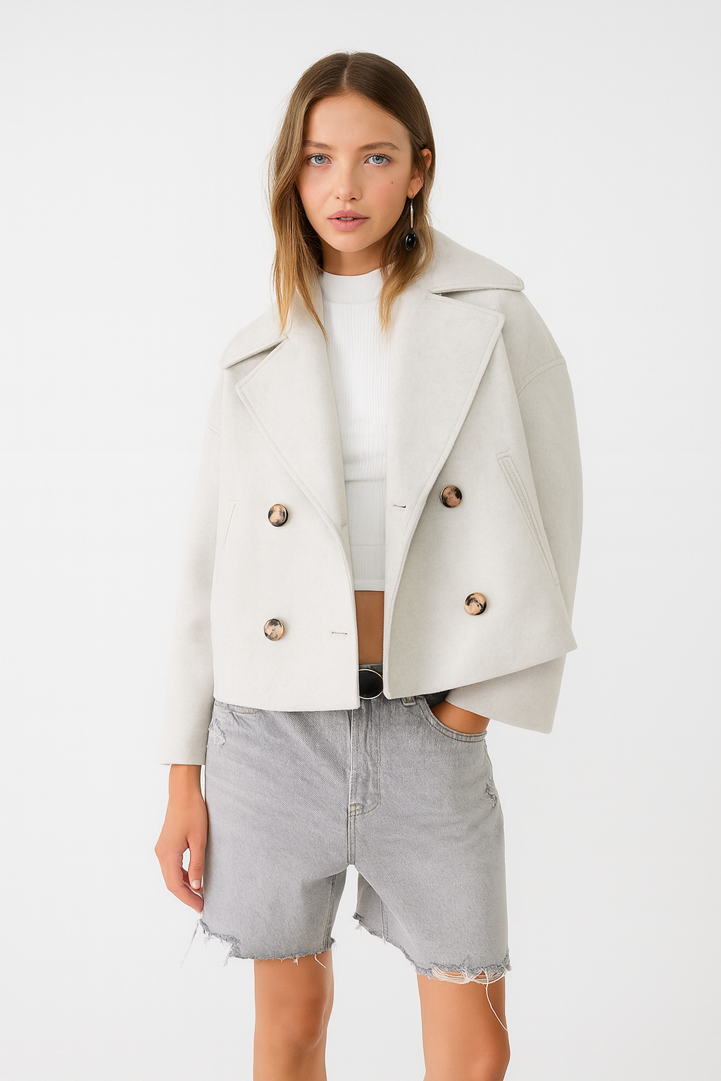 Women's Double-Breasted Cropped Tailored Blazer
