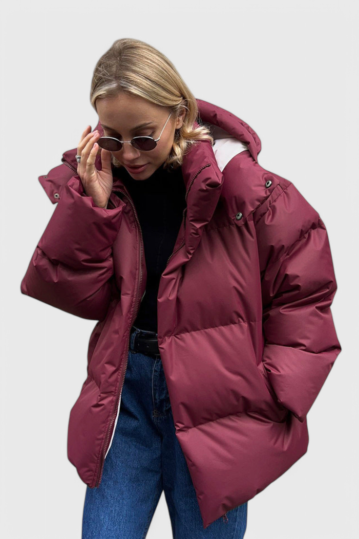 Women's Short Down Jacket with Stand Collar
