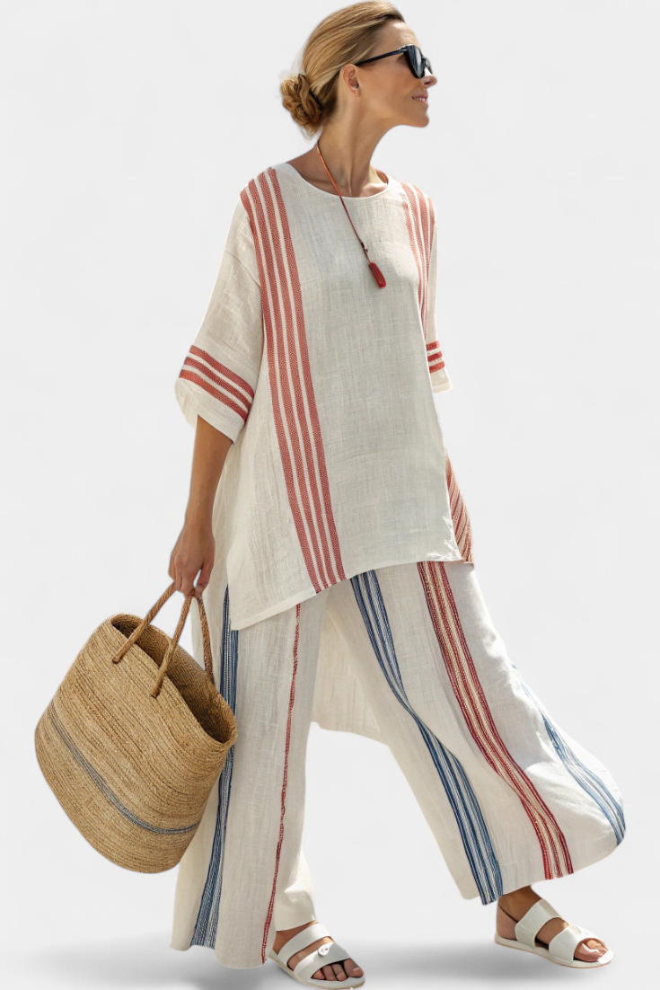 Women's Striped Two-Piece Lounge Set