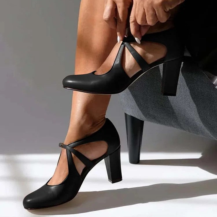 Women's Ankle Strappy Block Heel Pumps