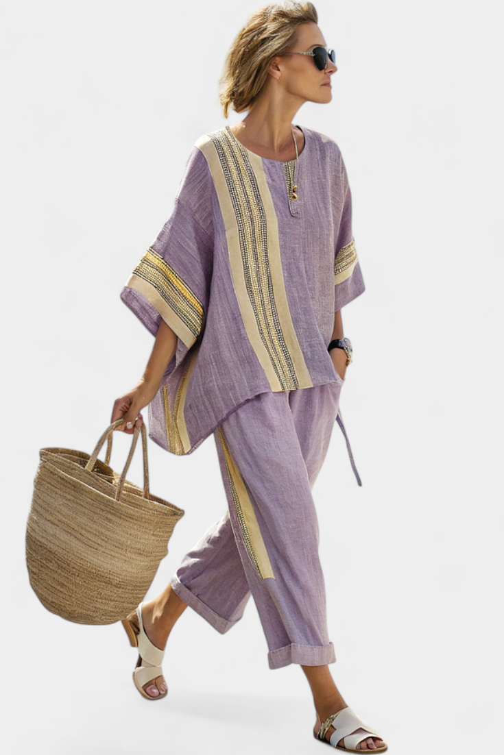 Women's Relaxed Top and Wide-Leg Pants Matching Set