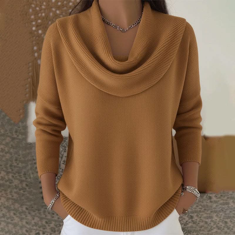 Women's Cozy Long Sleeve Cowl Neck Knit Sweater