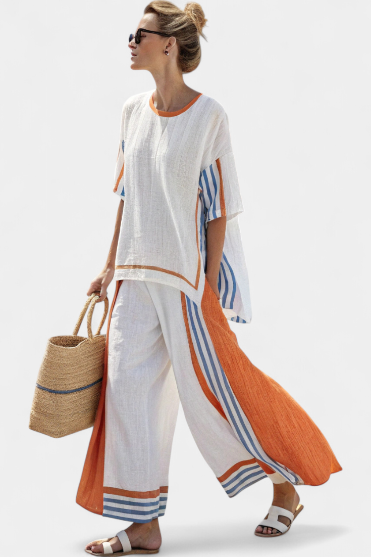 Women's Striped Two-Piece Lounge Set