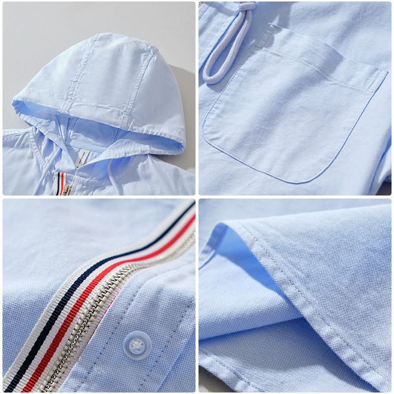 Men's Casual Zip-Up Windbreaker Hooded Jacket